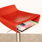 Set of 4 Italian Bar Stools in Red Vinyl & Polished Chrome by Arter & Citton for Ciacci Kreaty