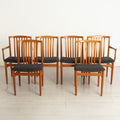 Set of 6 Midcentury Danish Teak Dining Chairs c.1965, Newly Reupholstered in Slate Grey Fabric
