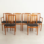 Set of 6 Midcentury Danish Teak Dining Chairs c.1965, Newly Reupholstered in Slate Grey Fabric