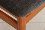 Set of 6 Midcentury Danish Teak Dining Chairs c.1965, Newly Reupholstered in Slate Grey Fabric