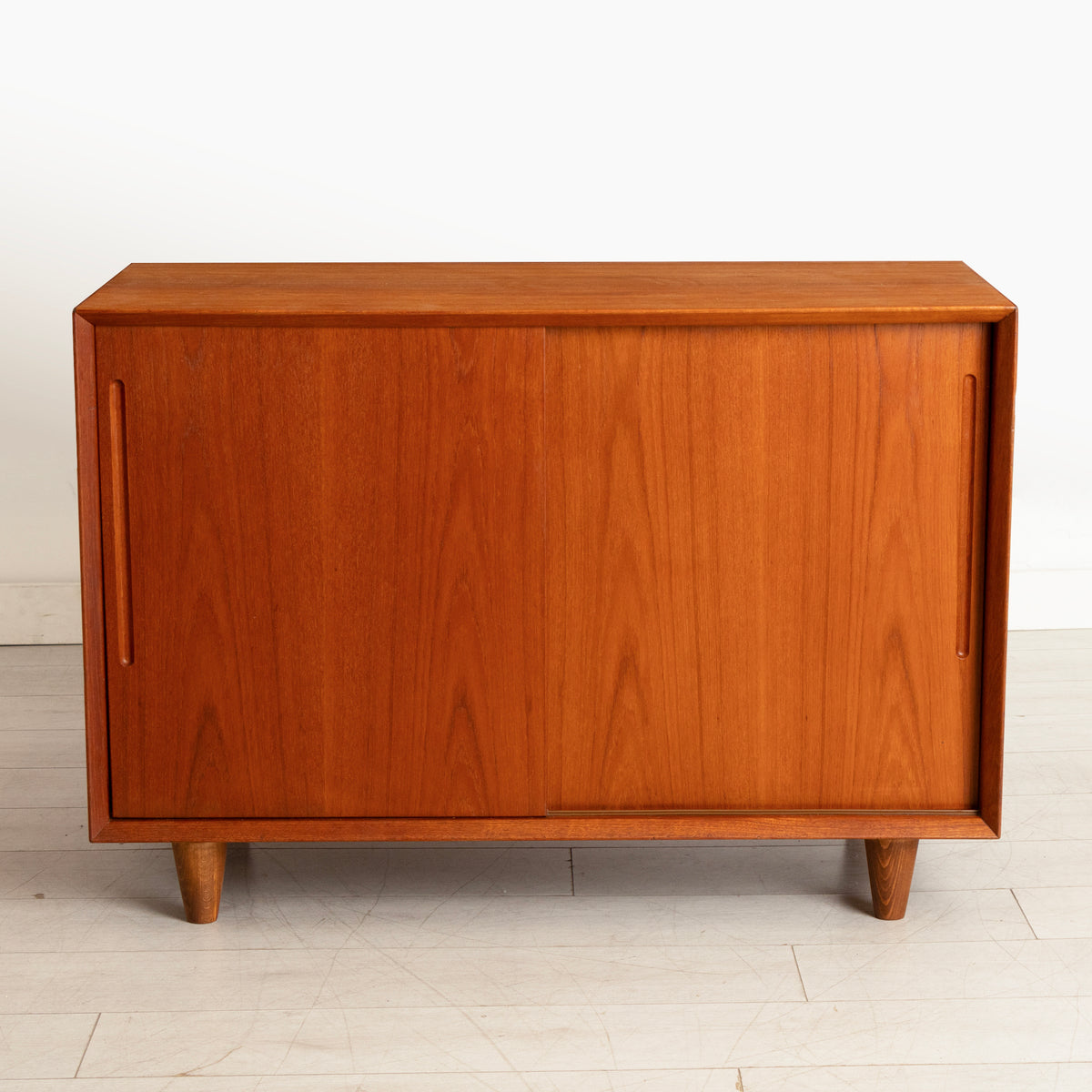 Small Midcentury Danish Sideboard in Teak with Sliding Doors c.1965