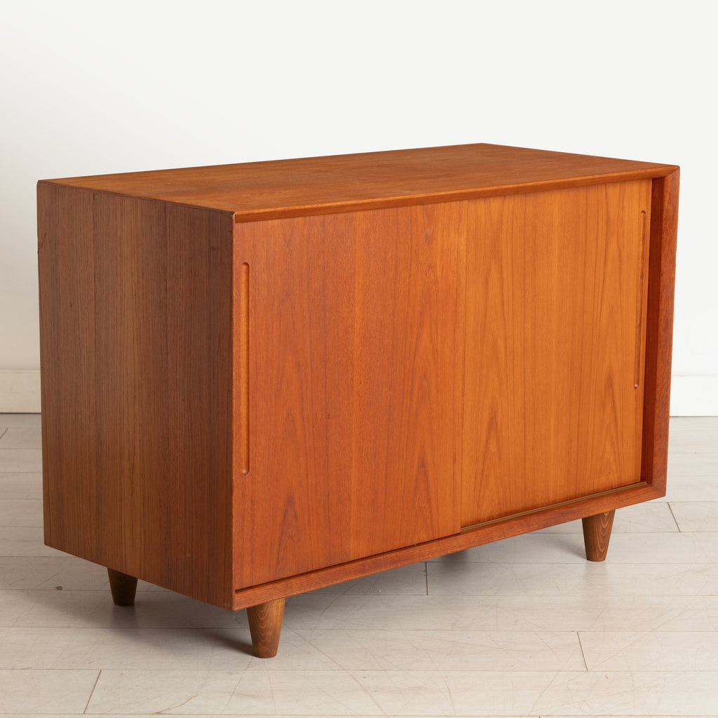 Small Midcentury Danish Sideboard in Teak with Sliding Doors c.1965