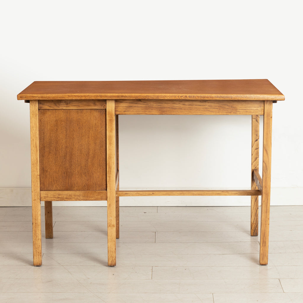 Vintage Midcentury Oak Kneehole Desk with 3 Drawers c.1960s