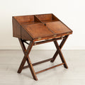 Vintage Campaign Writing Desk in Patinated Cognac Leather & Brass