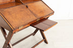 Vintage Campaign Writing Desk in Patinated Cognac Leather & Brass