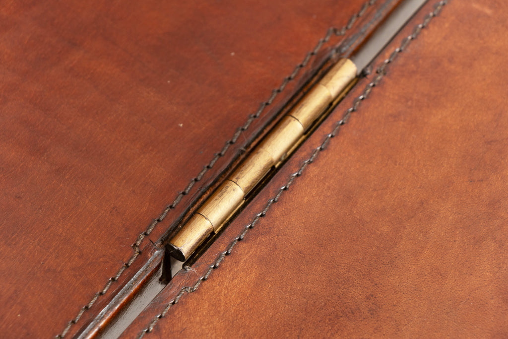 Vintage Campaign Writing Desk in Patinated Cognac Leather & Brass
