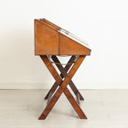 Vintage Campaign Writing Desk in Patinated Cognac Leather & Brass