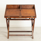 Vintage Campaign Writing Desk in Patinated Cognac Leather & Brass